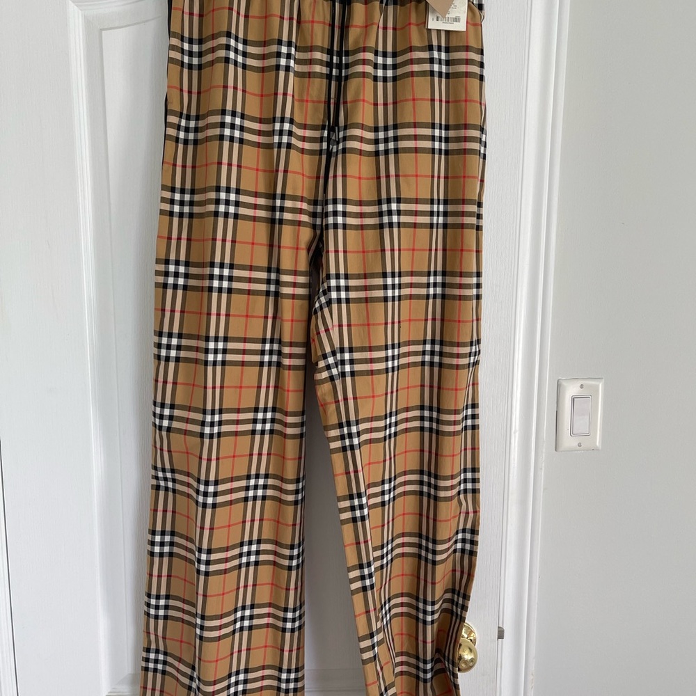 Burberry wide Stripe Vintage Check Stretch Cotton Trousers